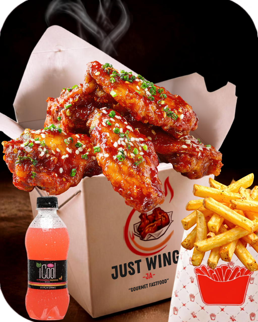 6 Piece Wings Combo Seasoned Fries & Beverage (Choose Your Sauce)- Free Biscoff Cookie