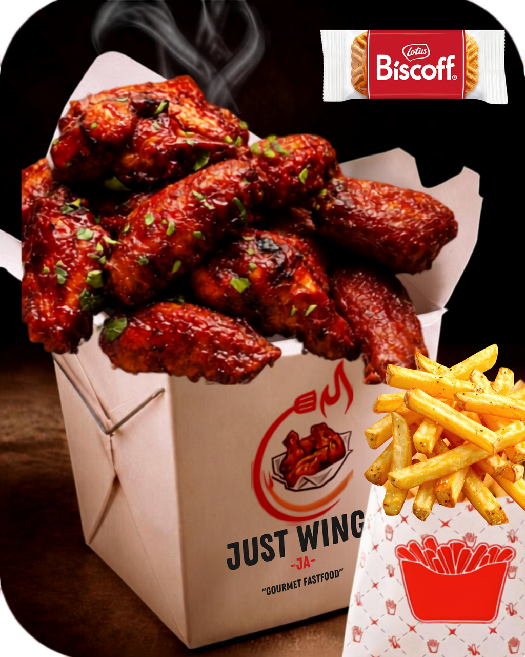 18 Piece Wings & Seasoned Fries (Choose Your Sauce)- Free Biscoff Cookie