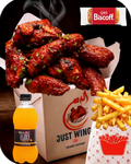 18 Piece Wings Combo Seasoned Fries & Beverage (Choose Your Sauce)- Free Biscoff Cookie